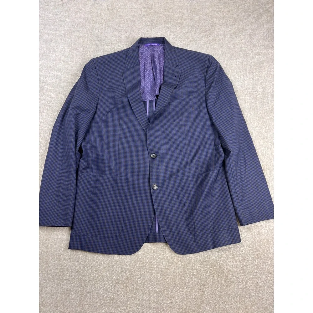 Ted Baker London Endurance Mens Blue Micro Check Two Button Sport Coat Blazer 46
